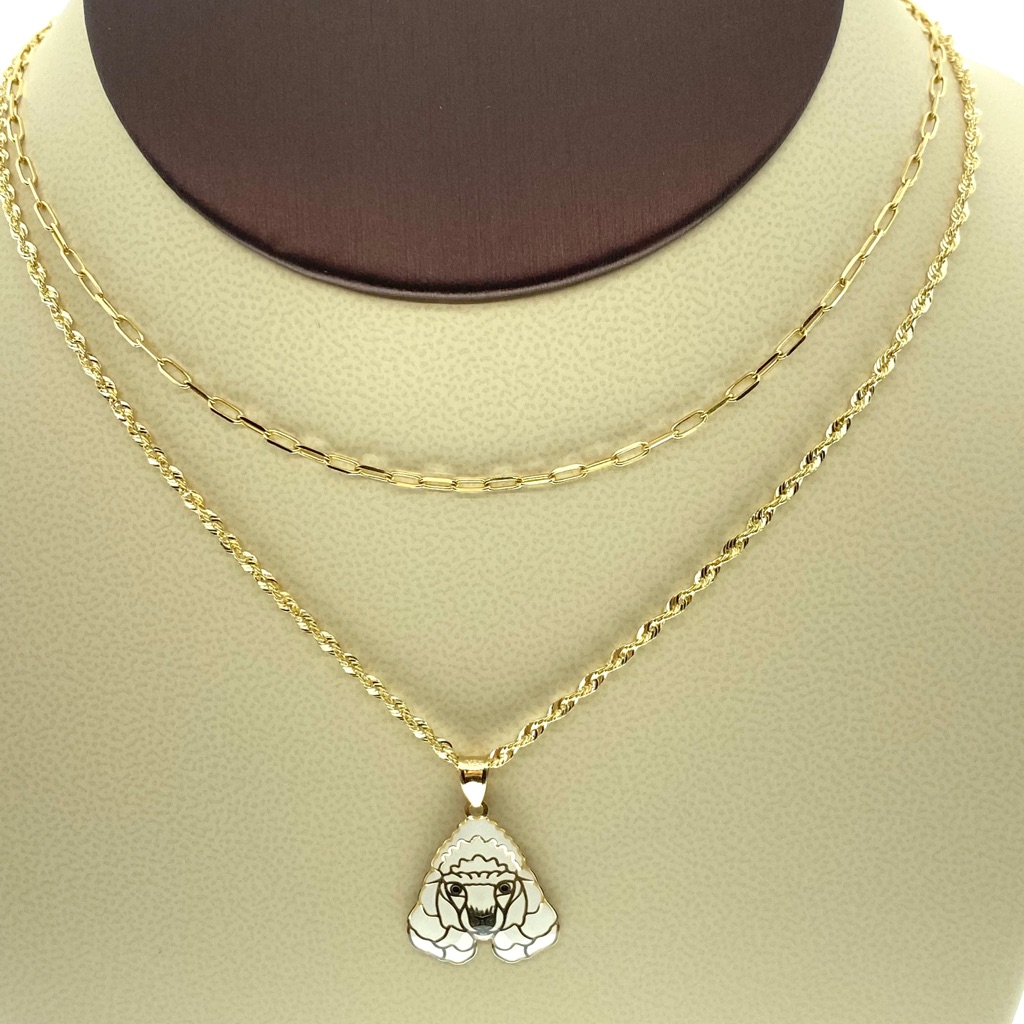14kt Gold Rope And Frenchie Necklace